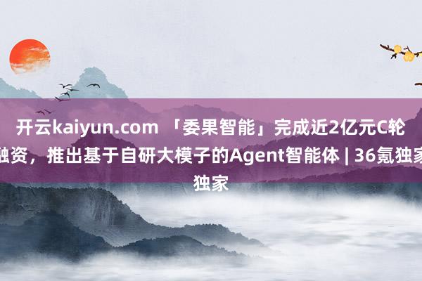 开云kaiyun.com 「委果智能」完成近2亿元C轮融资，推出基于自研大模子的Agent智能体 | 36氪独家