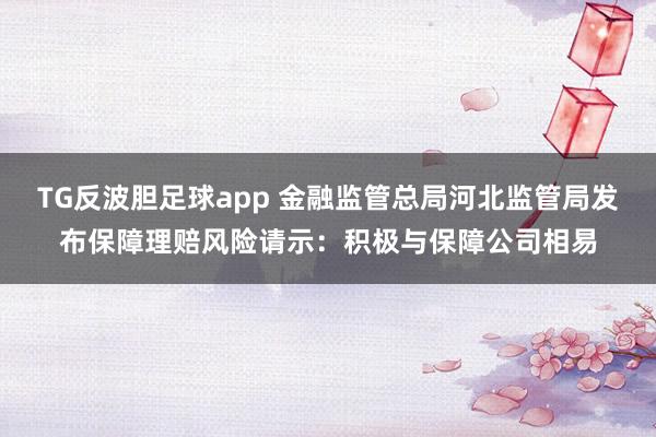 TG反波胆足球app 金融监管总局河北监管局发布保障理赔风险请示：积极与保障公司相易