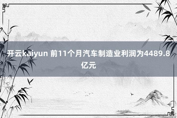 开云kaiyun 前11个月汽车制造业利润为4489.8亿元