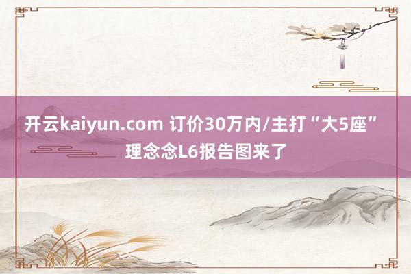 开云kaiyun.com 订价30万内/主打“大5座” 理念念L6报告图来了