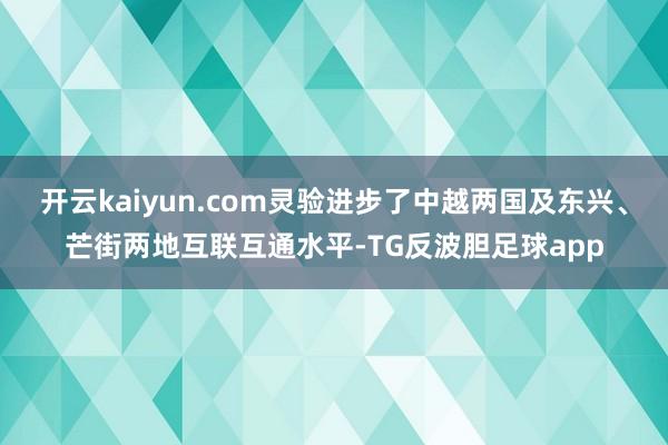 开云kaiyun.com灵验进步了中越两国及东兴、芒街两地互联互通水平-TG反波胆足球app