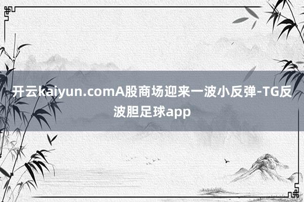 开云kaiyun.comA股商场迎来一波小反弹-TG反波胆足球app