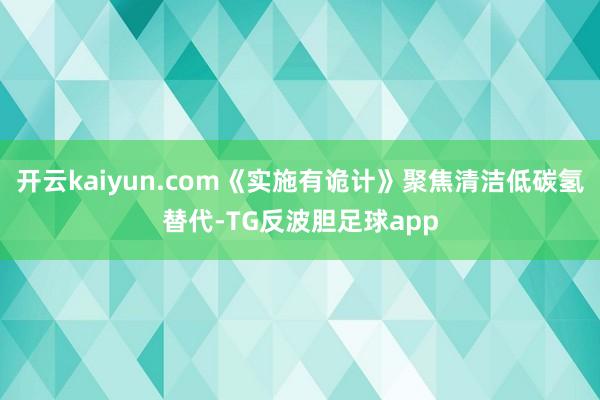 开云kaiyun.com《实施有诡计》聚焦清洁低碳氢替代-TG反波胆足球app