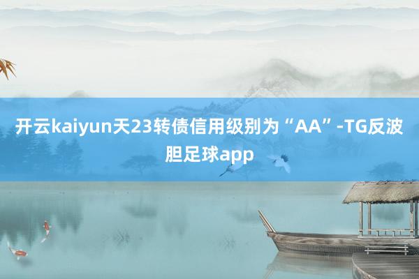 开云kaiyun天23转债信用级别为“AA”-TG反波胆足球app