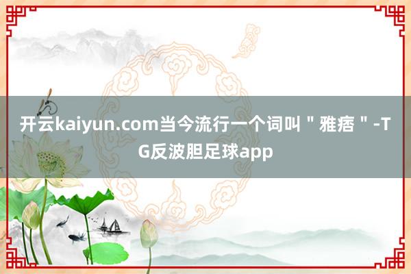 开云kaiyun.com当今流行一个词叫＂雅痞＂-TG反波胆足球app