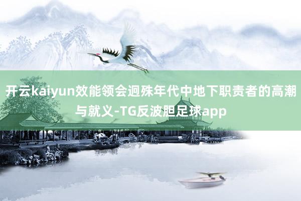 开云kaiyun效能领会迥殊年代中地下职责者的高潮与就义-TG反波胆足球app